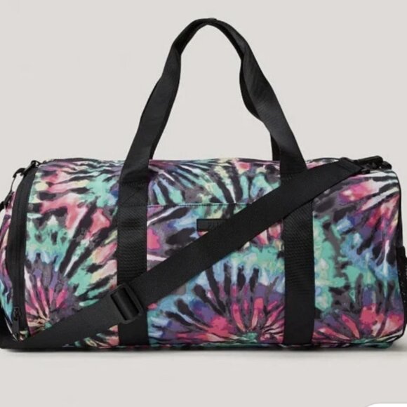 VICTORIA'S SECRET PINK - BLACK TIE DYE- RAINBOW DUFFLE BAG /GYM/ TRAVEL NWOT - Picture 1 of 11